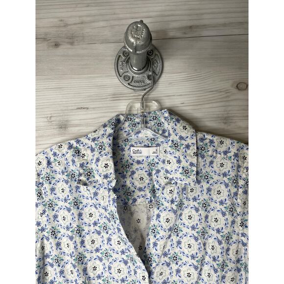 Croft & Barrow Shirt Womens Small Blue White Floral Button Front Long Sleeve - Picture 2 of 10